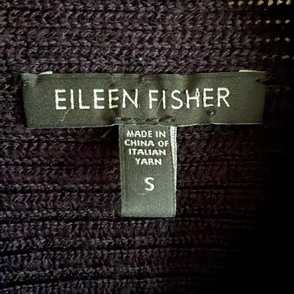 Eileen Fisher Cardigan Deep Purple Asymmetrical Open Front Women’s Small - Picture 3 of 8